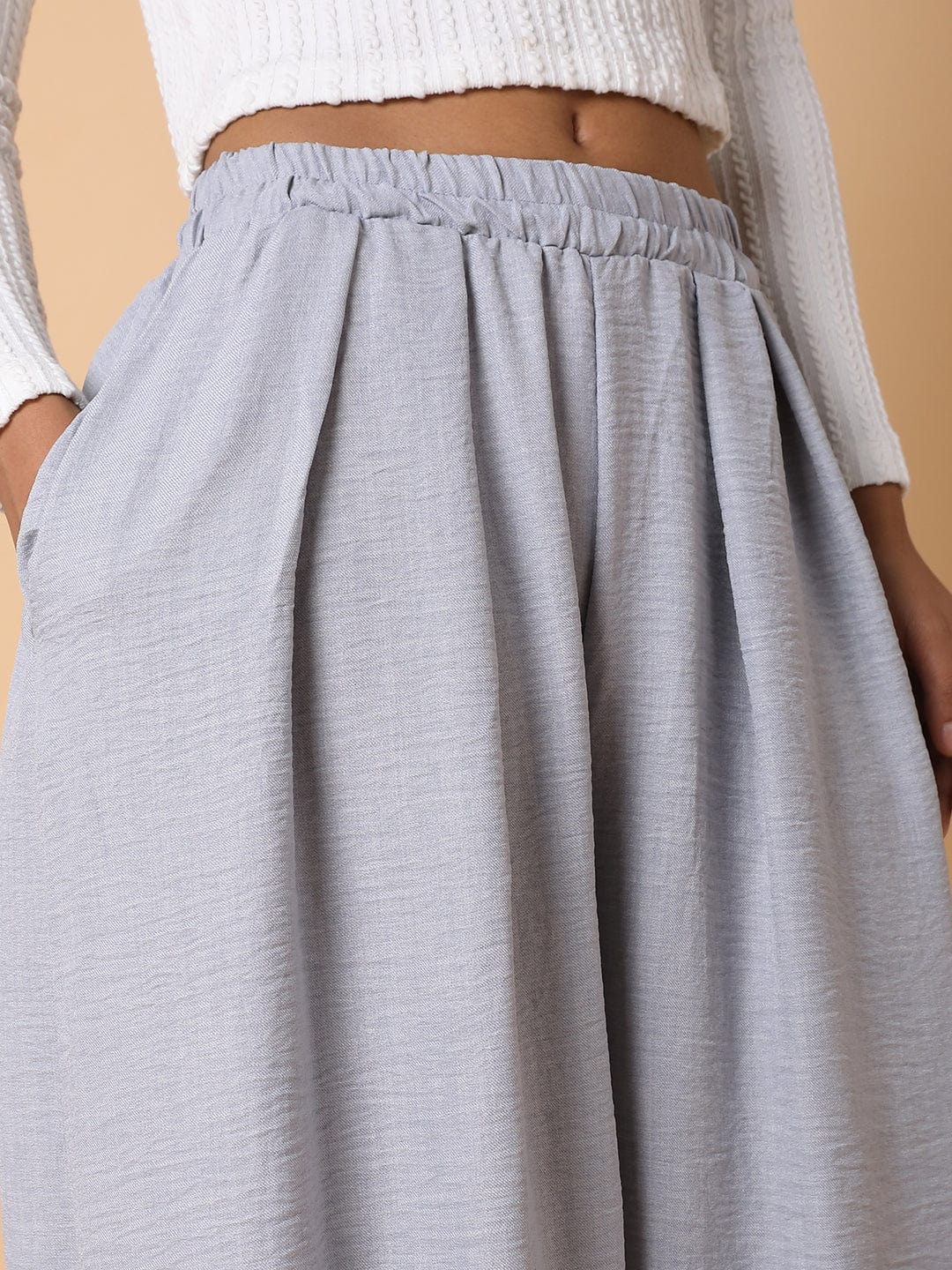 Women's Grey Comfort Loose Fit Parallel Trousers