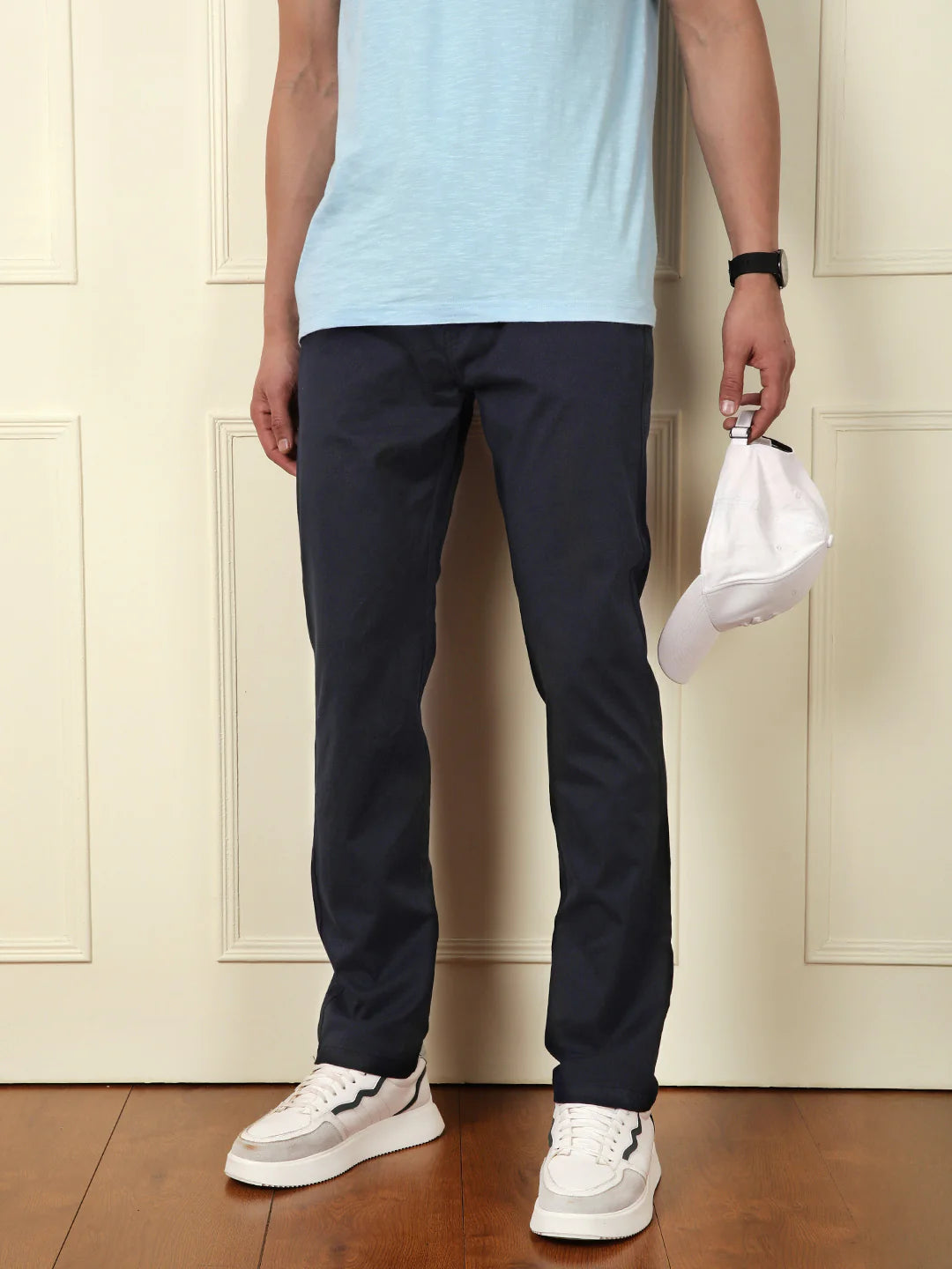 Soft Cotton Blend Chino Trouser | Navy Blue