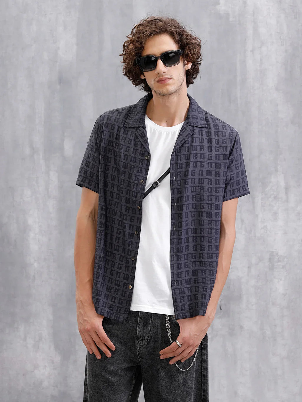 Casual AOP Resort Collar Shirt | Black