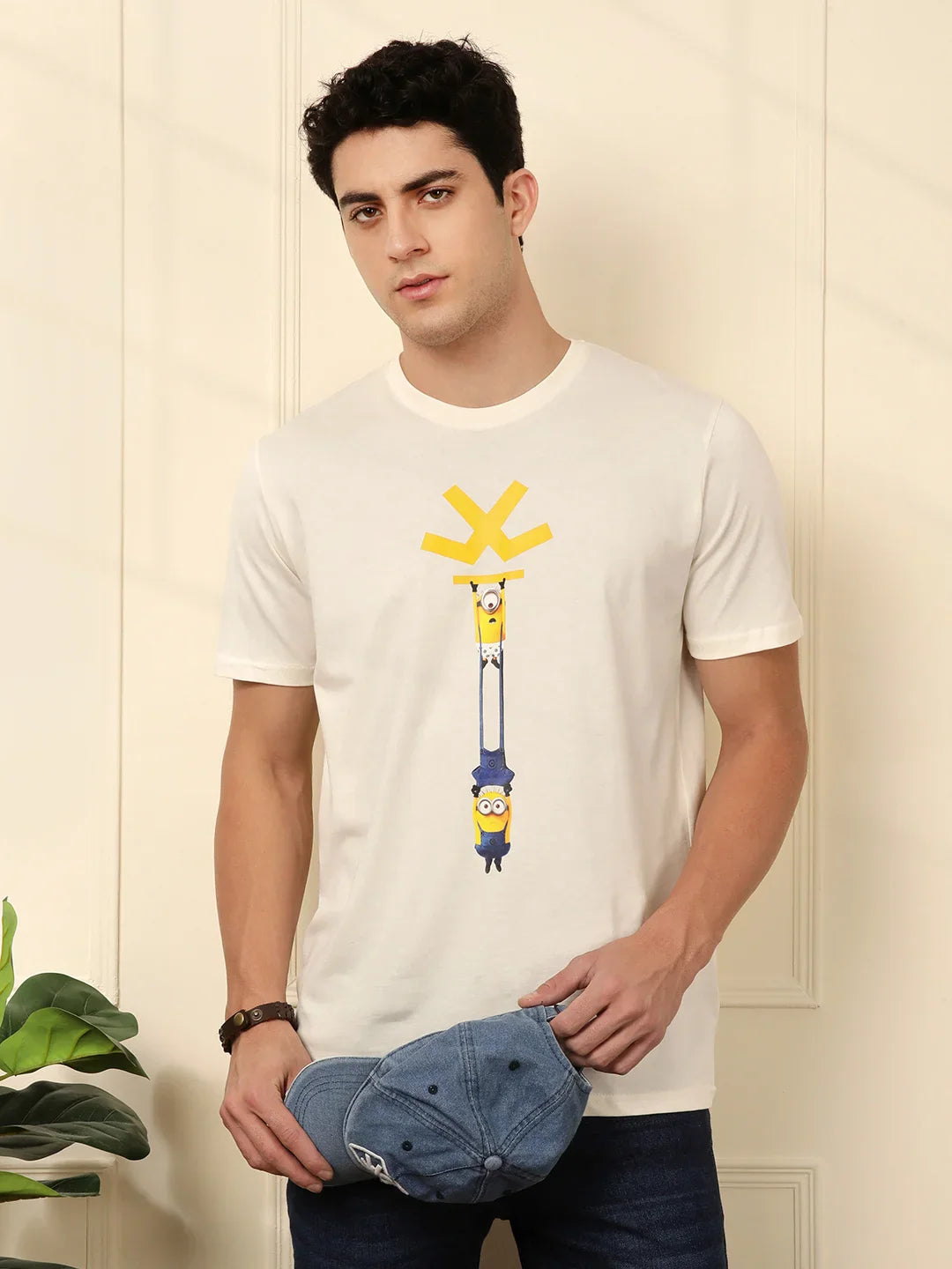 Minion Printed Slim Fit T-Shirt | White