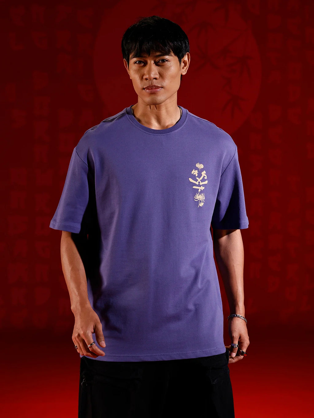 Graphic chest print oversized T-shirt | Dark blue