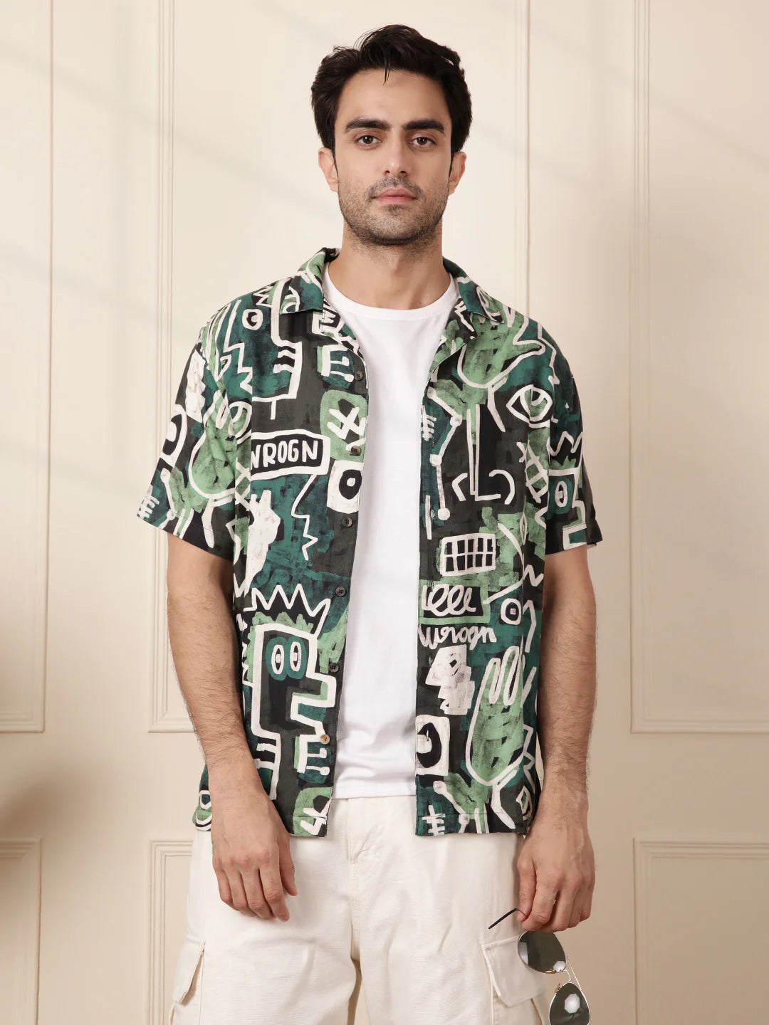 AOP Fluid Viscose Shirt | Green