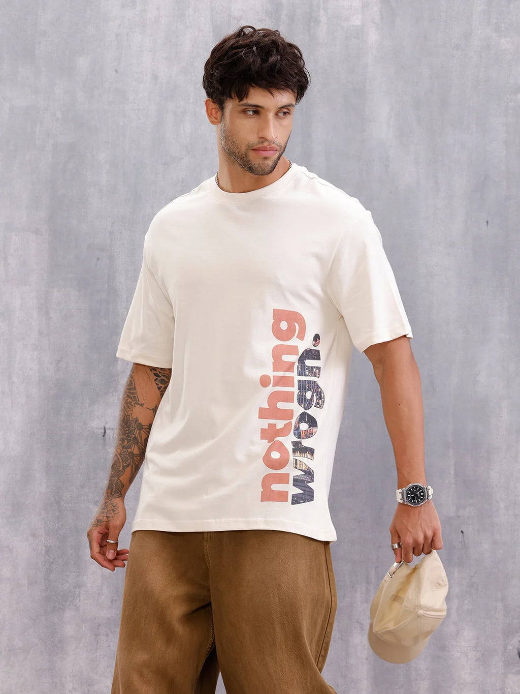 Graphic Printed Casual Look T-shirt | Beige