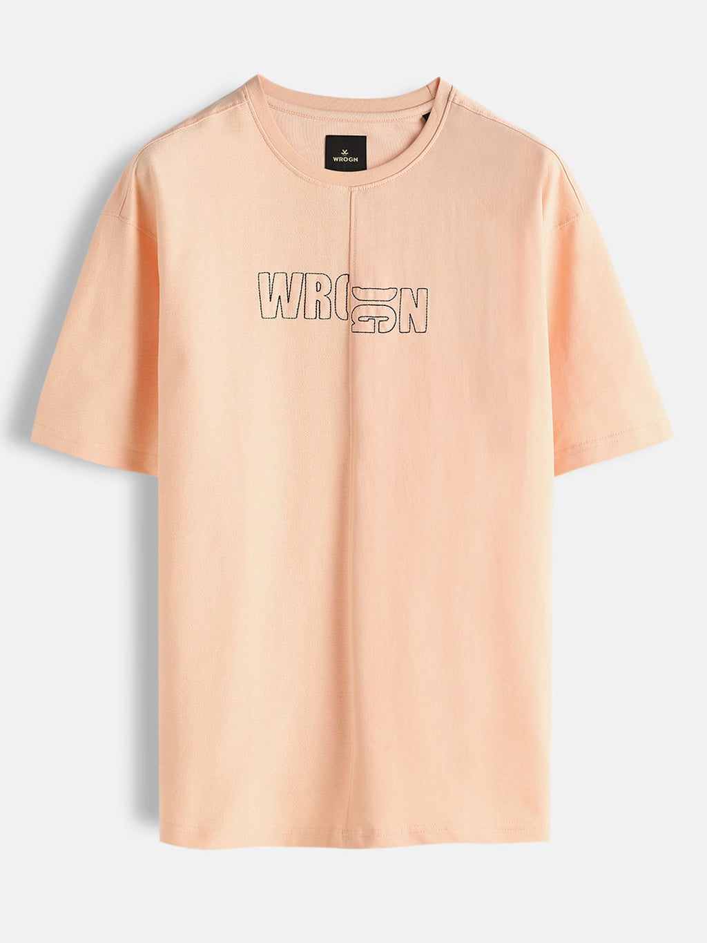 Embroidered Oversized Fit T-Shirt | Peach