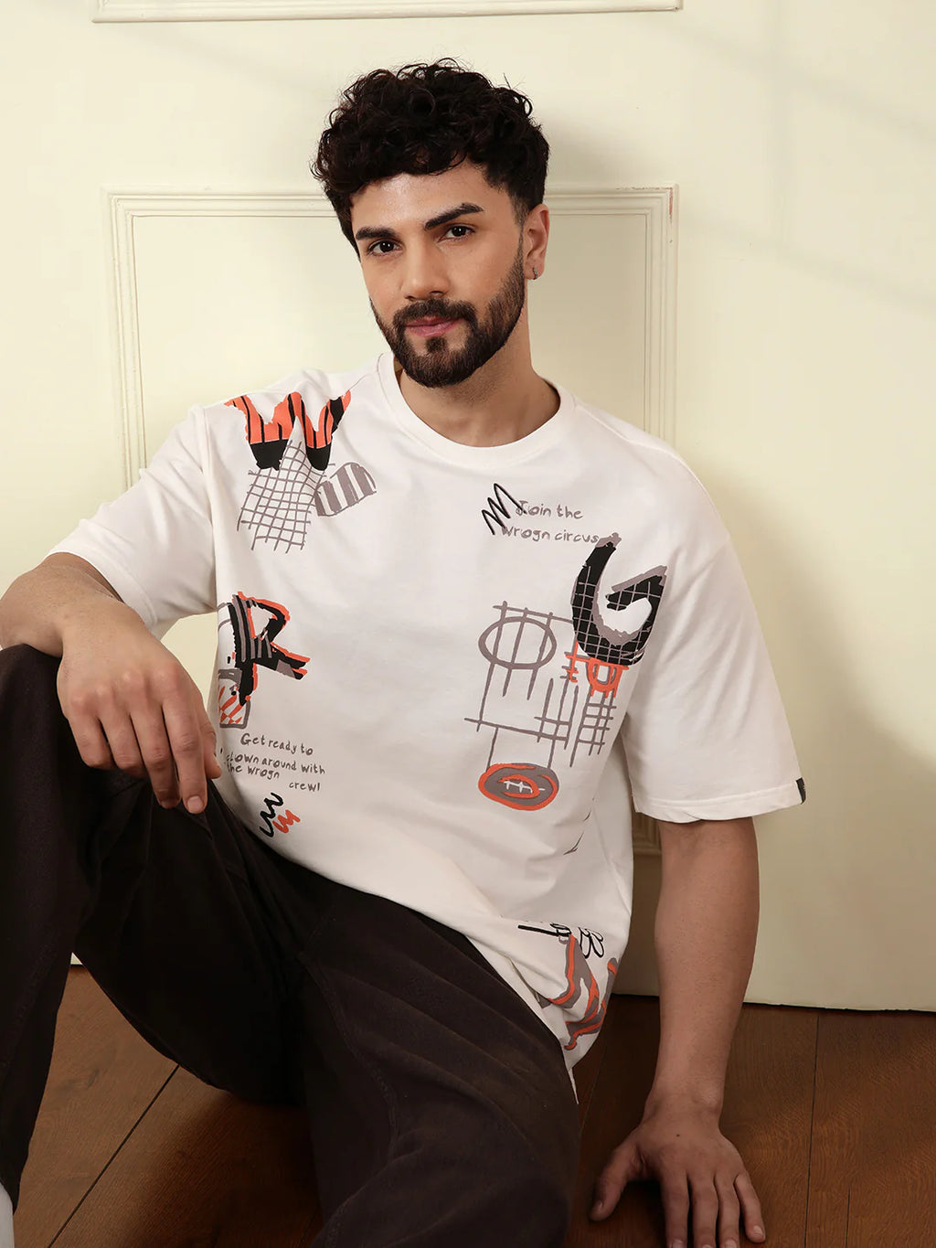 Heavy GSM Placement Print T-Shirt  | Off White