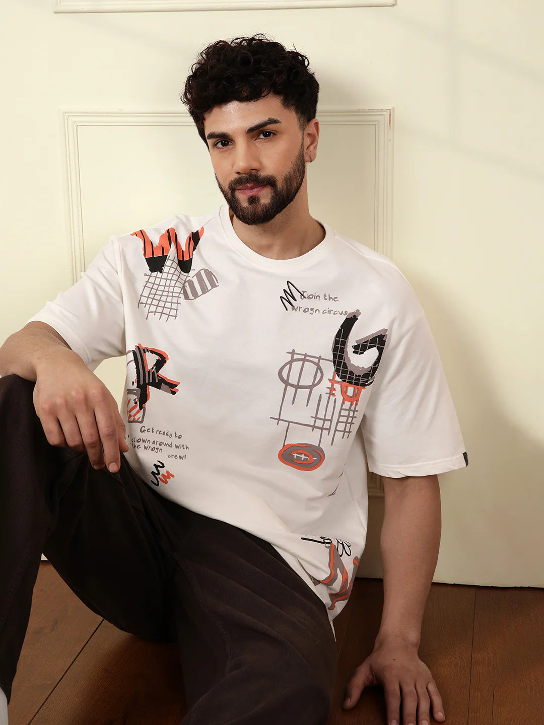 Heavy GSM Placement Print T-Shirt  | Off White