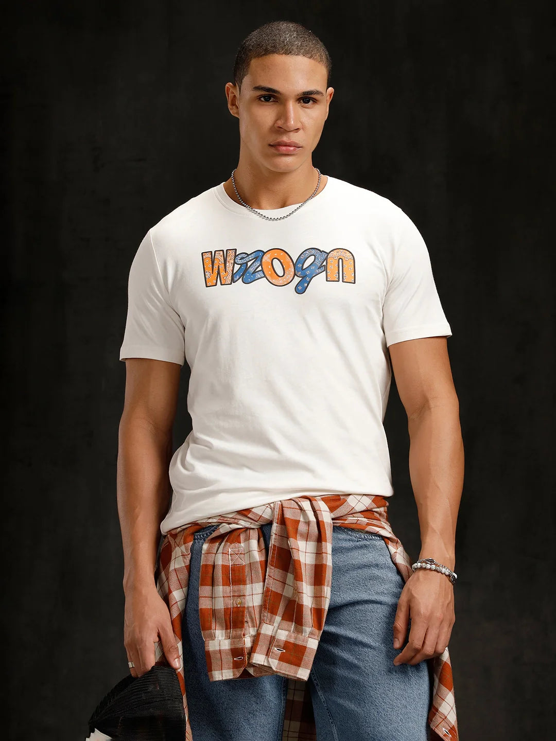 Bandana Logo Printed Slim Fit T-Shirt | White