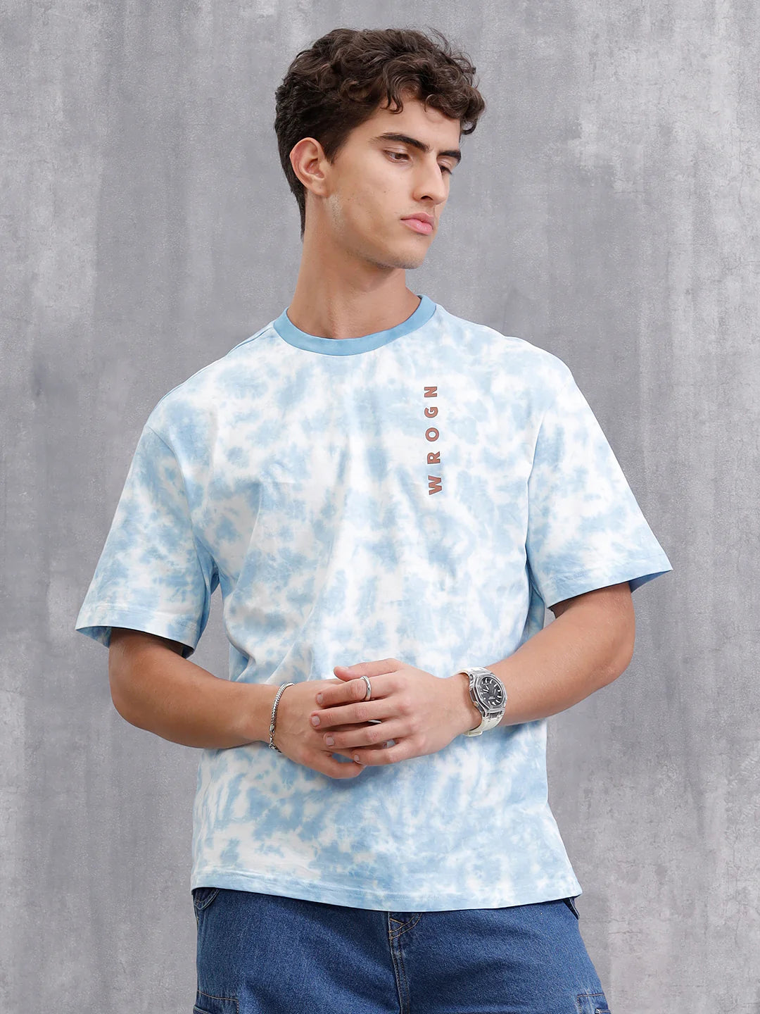Tie-Dye Oversized Fit Cotton T-Shirt | Blue