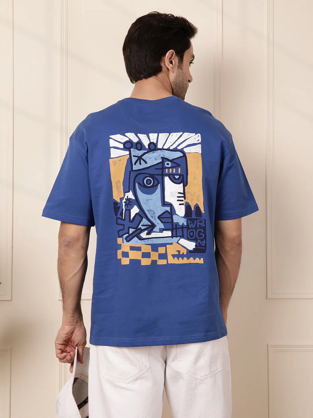 Heavy GSM Printed Faces T-Shirt | Blue