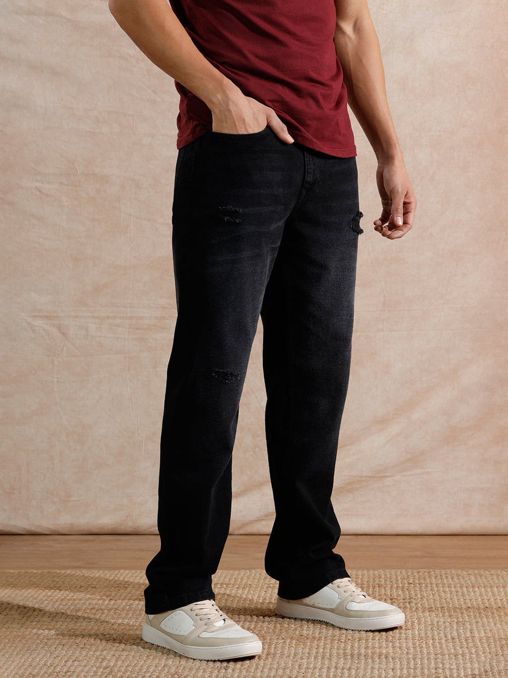 Distressed Heavy Fade Anti Fit Jeans | Dark Grey