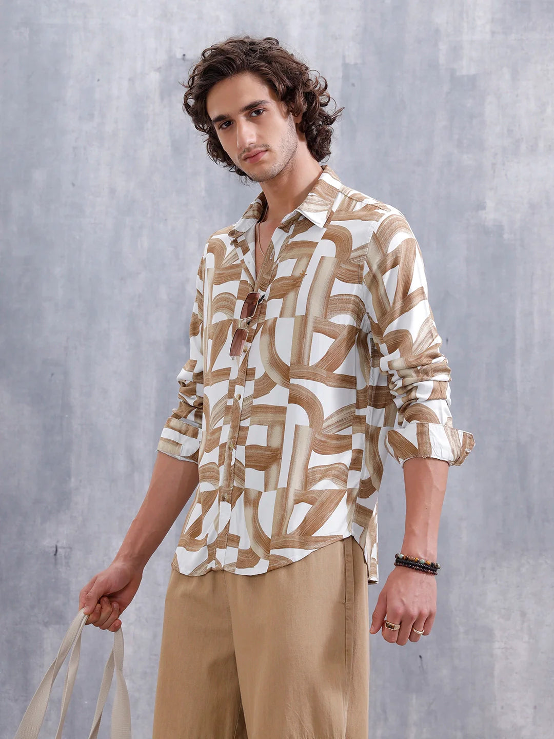 Abstract Aop Printed Regular Fit Shirt | Yellow