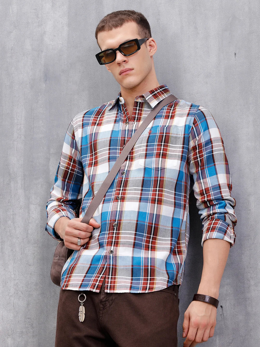 Checkered Full Sleeve Regular Fit Shirt | Blue