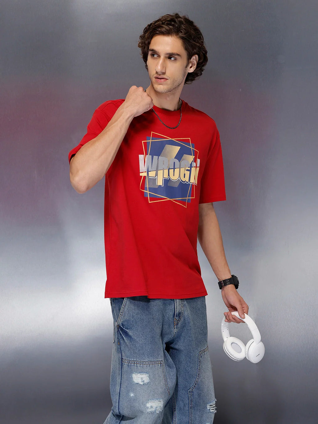 Men’s pop graphic red cotton T-shirt | Red