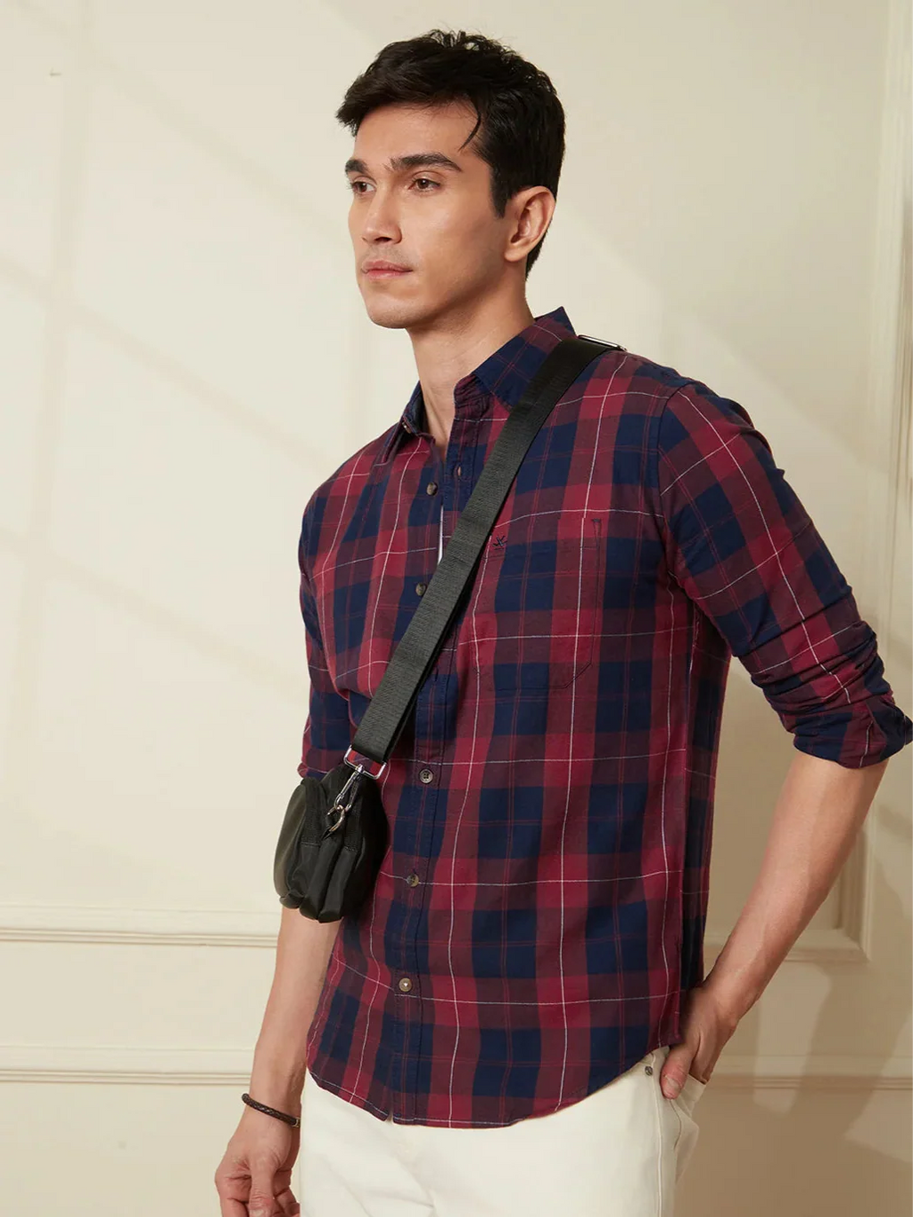 Cotton Twill Checked Shirt | Red