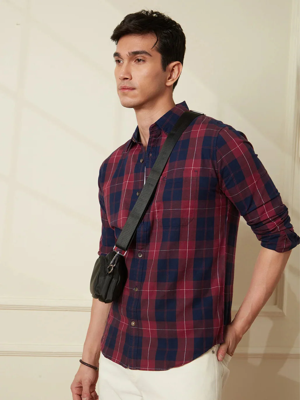 Cotton Twill Checked Shirt | Red