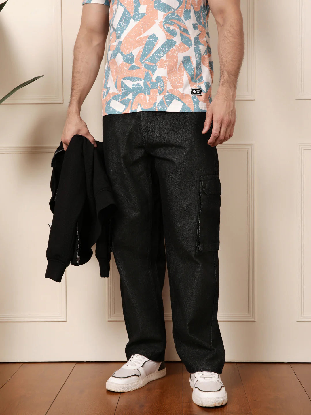 Loose Fit Utility Denim Cargo | Black