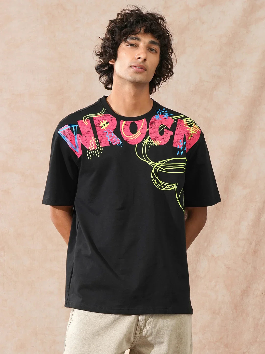 Heavy GSM Placement Printed T-Shirt | Black