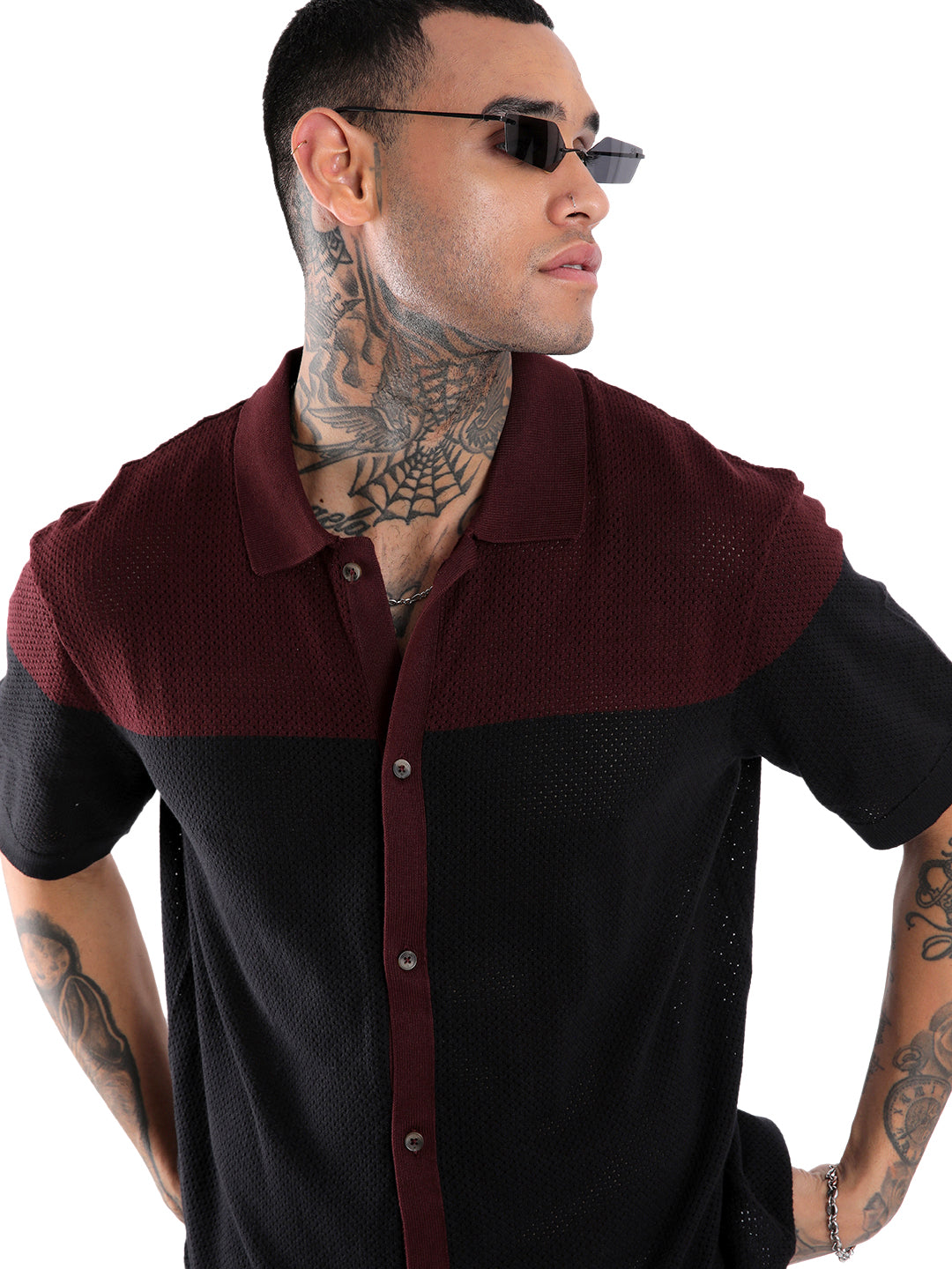 Colour-Blocked Flat Knit Shirt