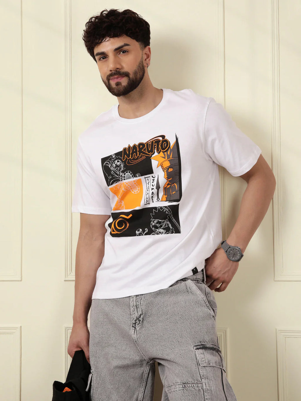 Printed White Naruto T-Shirt