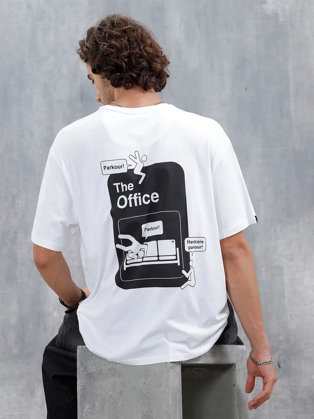 Casual Men’s Oversized T-Shirt Featuring The Office | White