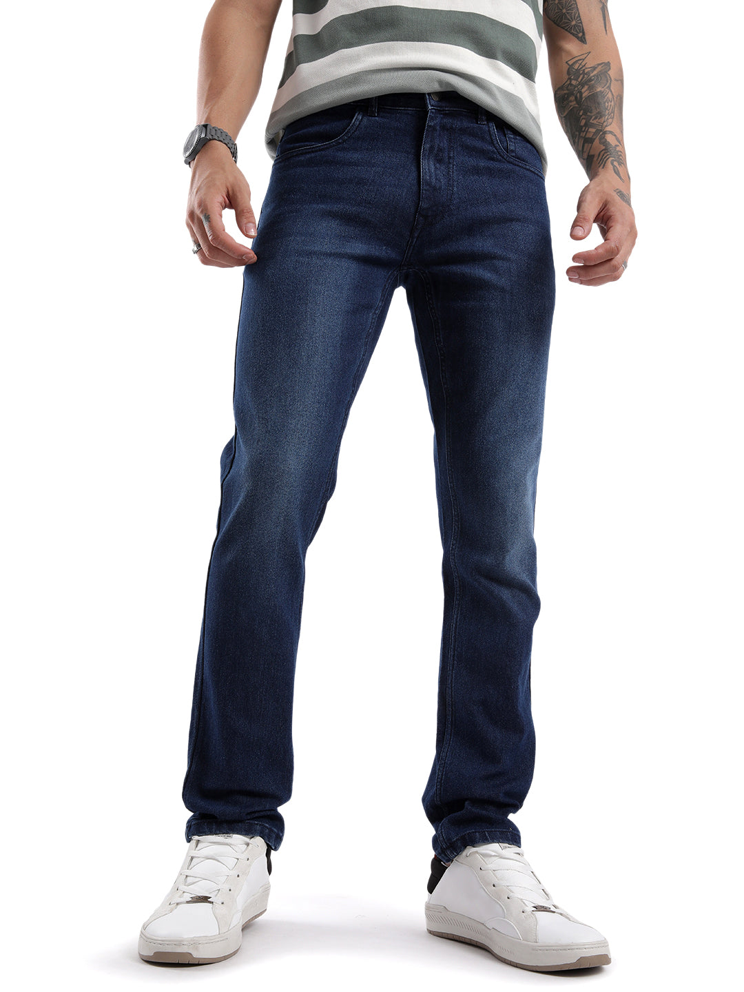Dark Blue Slide Basic Jeans