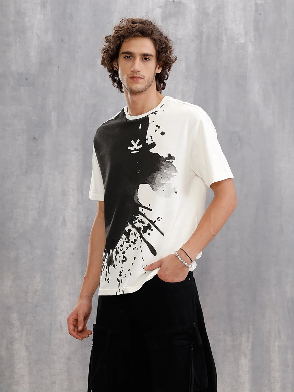 Placement Print Oversized Fit T-Shirt | Off White
