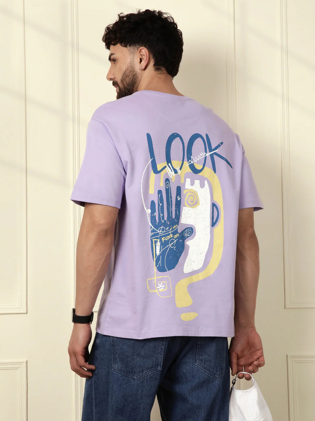 Heavy GSM Printed Faces T-Shirt | Purple