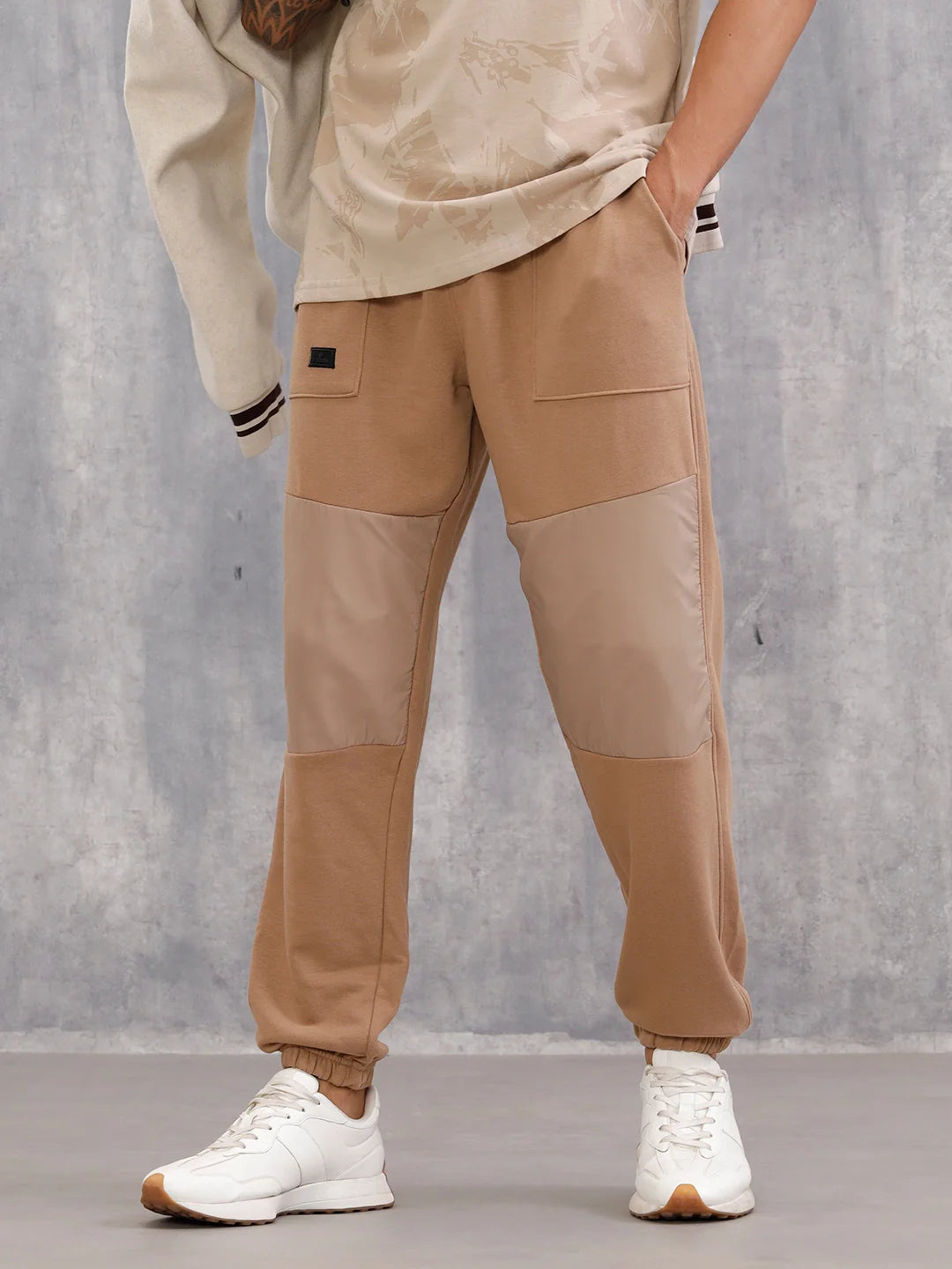 Tonal Colourblock Comfort Fit Jogger | Brown