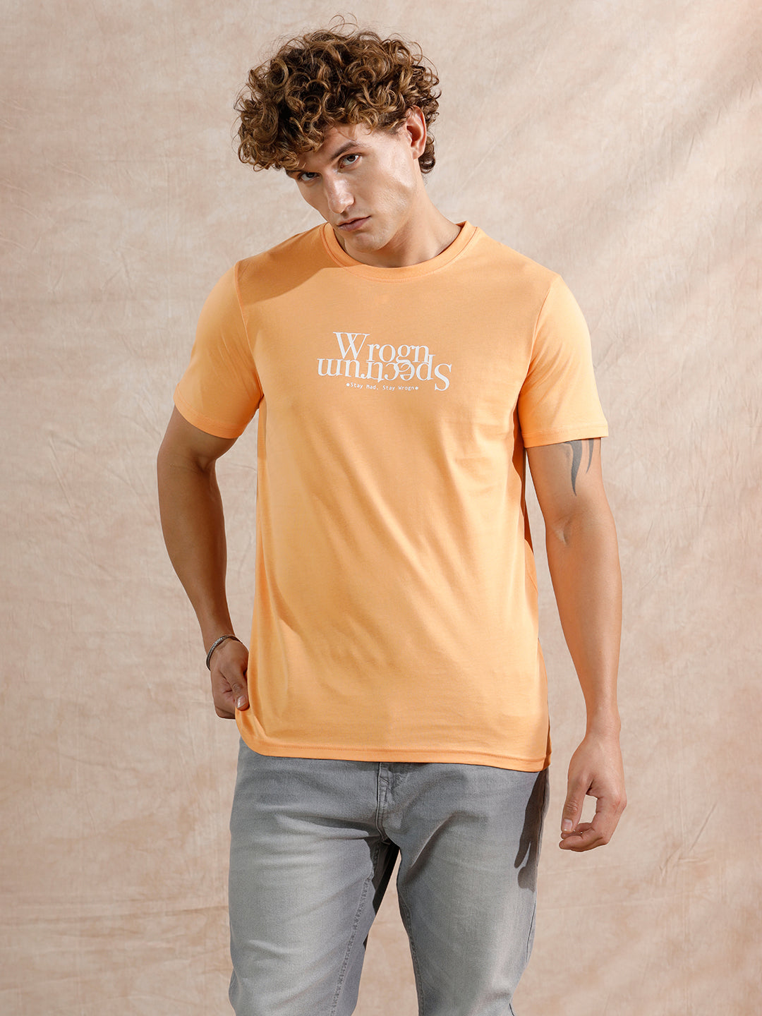 Printed Regular Fit T-Shirt | Orange