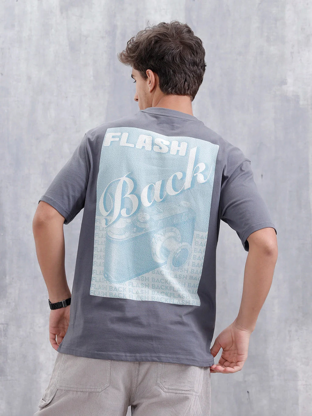 Casual Men Oversized Fit Tee With Graphic | Grey