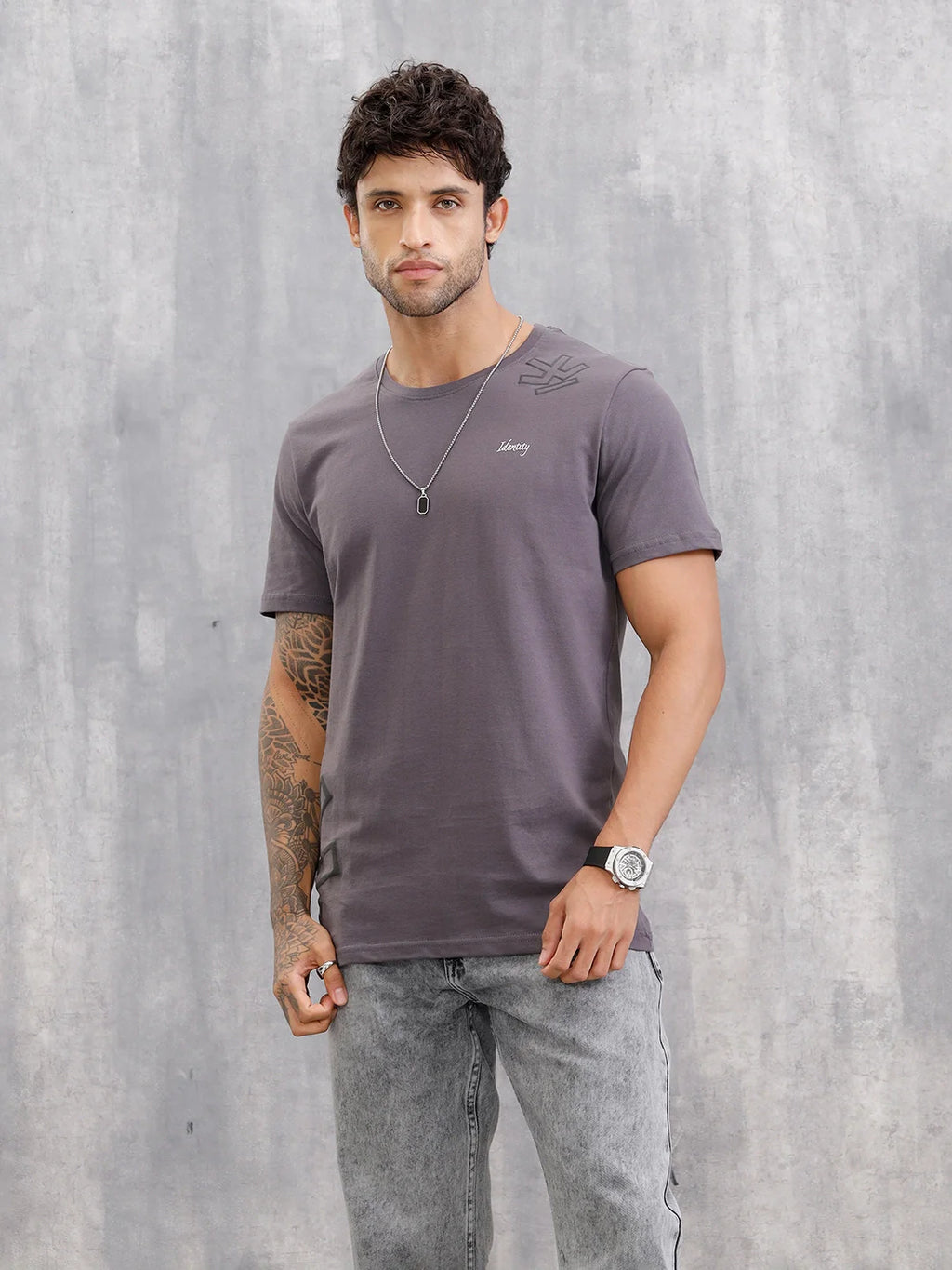 Puff Printed Regular Fit T-shirt | Dark Grey
