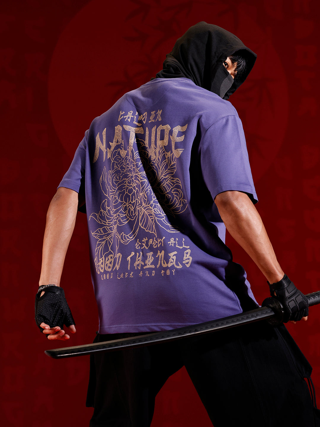 Graphic chest print oversized T-shirt | Dark blue