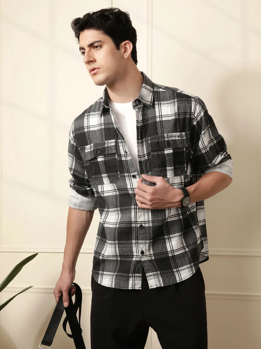 Black & White Checked Cotton Shirt