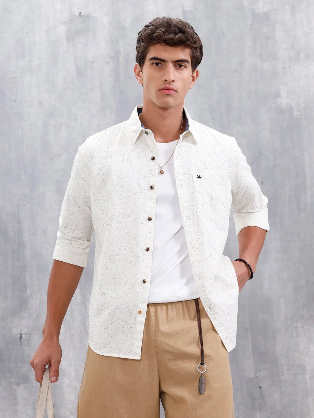 Abstract Printed Casual Shirt For Men | White