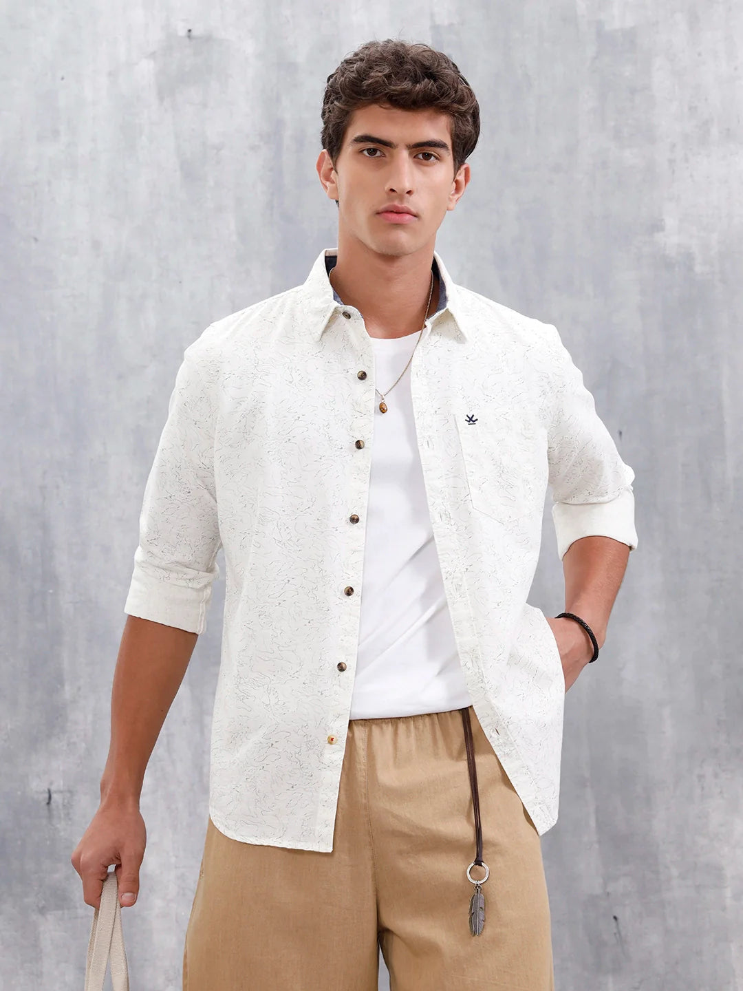 Abstract Printed Casual Shirt For Men | White
