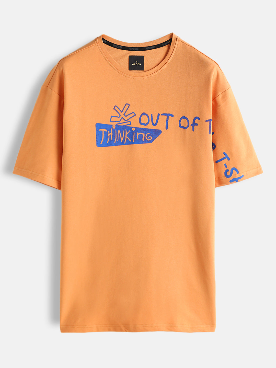 Placement Printed Oversized T-Shirt | Orange