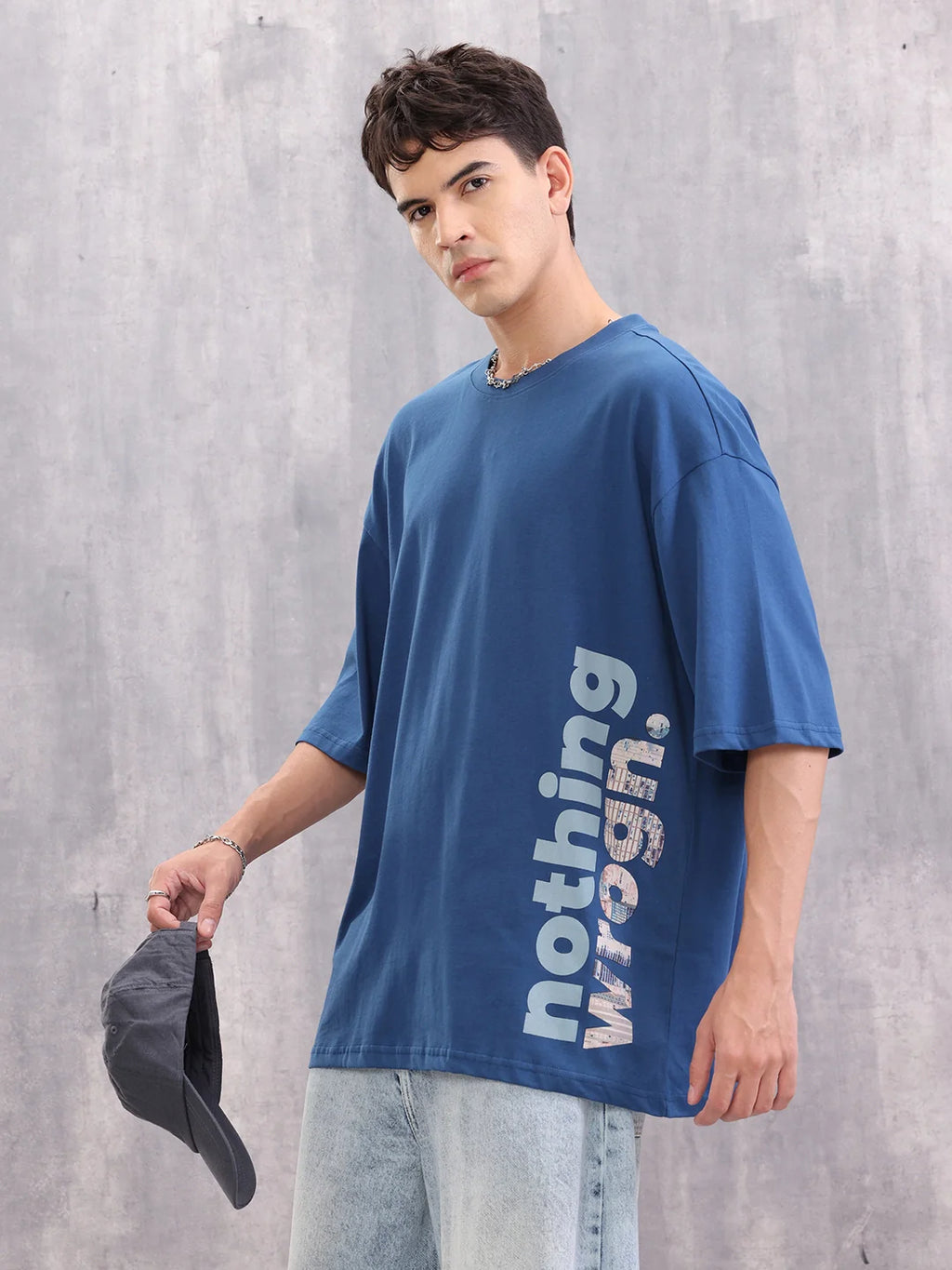 100% Cotton Oversized Graphic Tee I Blue