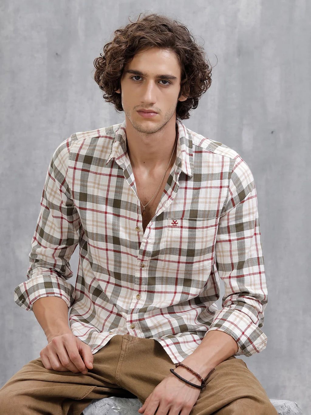 Checkered Full Sleeve Shirt | Off White