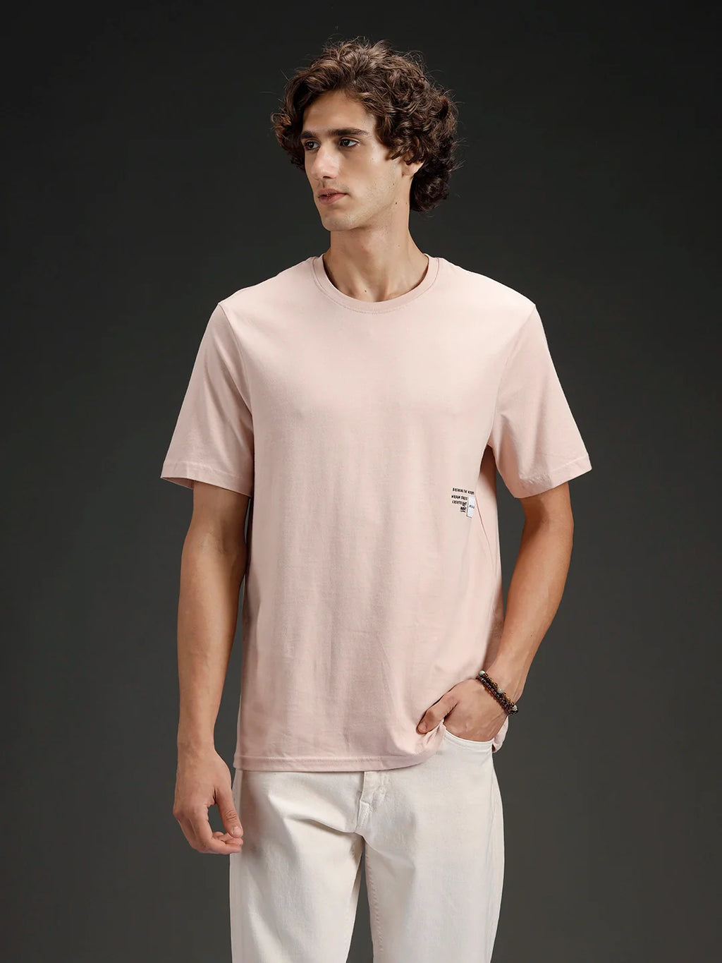 Men's Regular Fit T-shirt with Placement Graphic | Pink