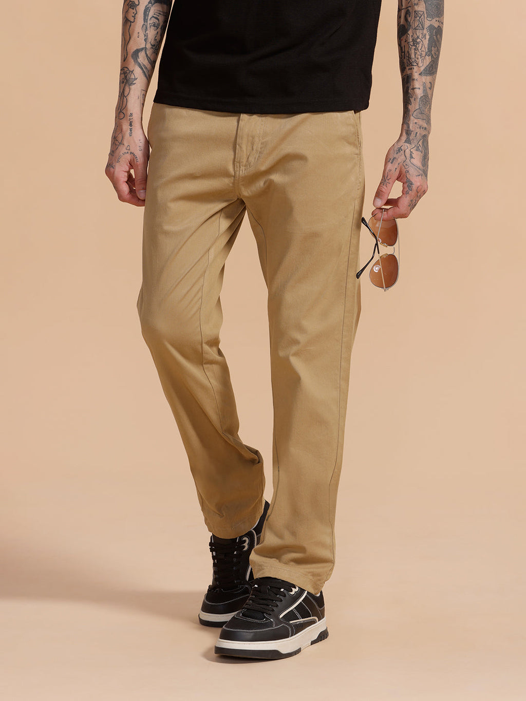 Cotton Blend Chino Trouser | Khaki