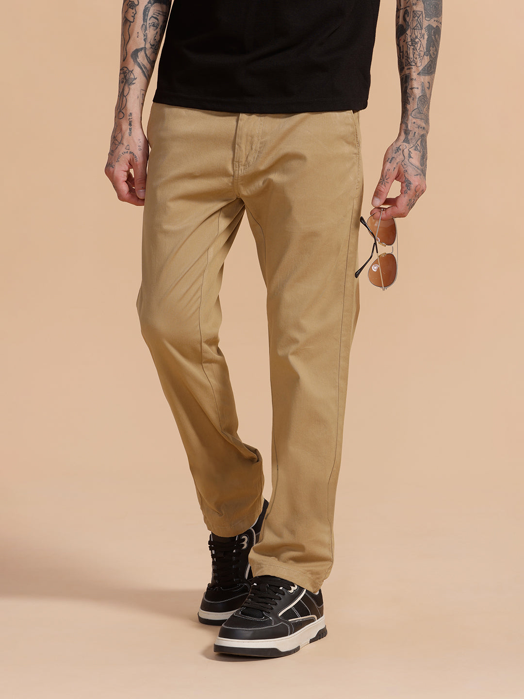 Cotton Blend Chino Trouser | Khaki