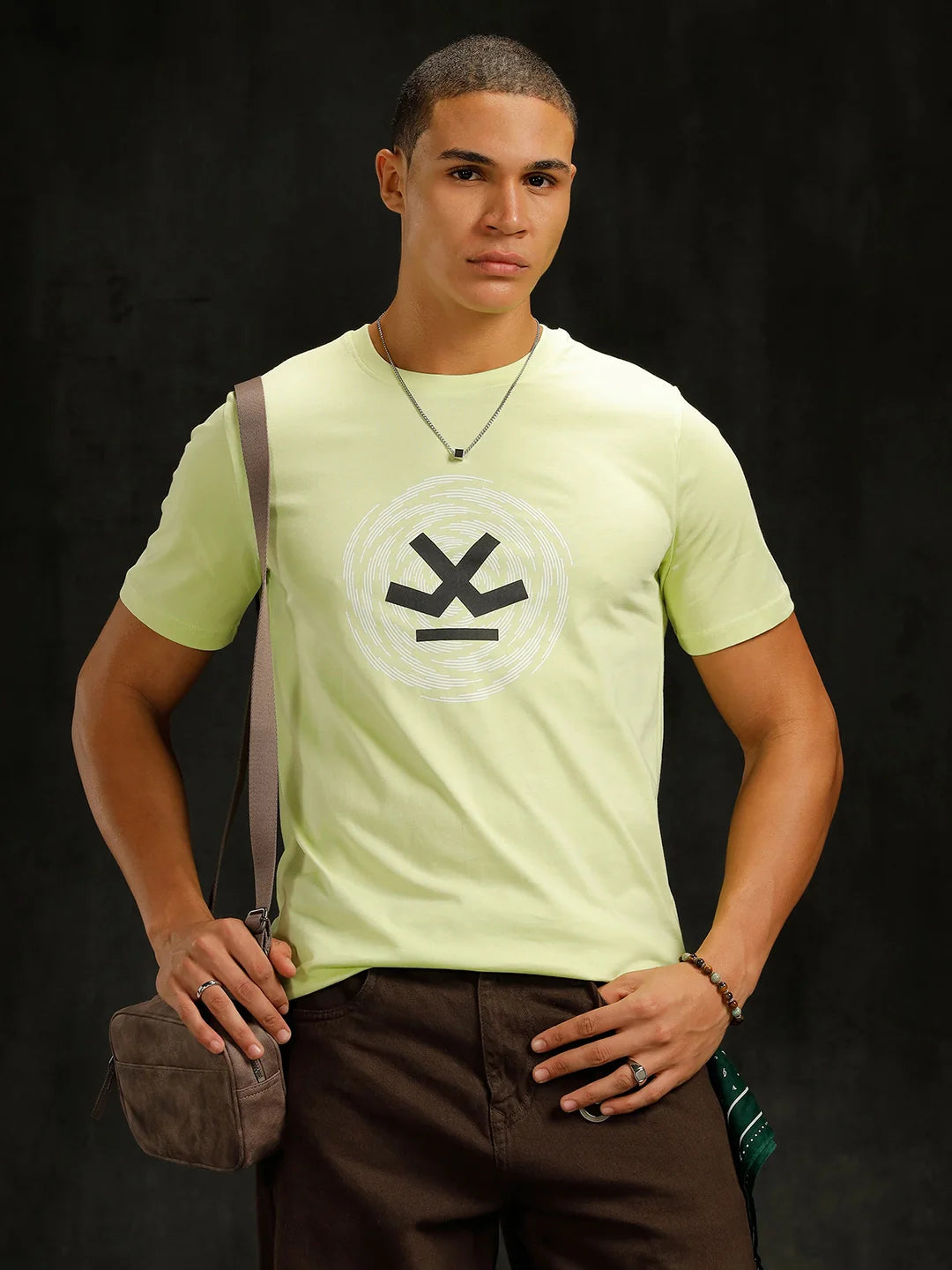 Logo Placement Printed T-Shirt | Green