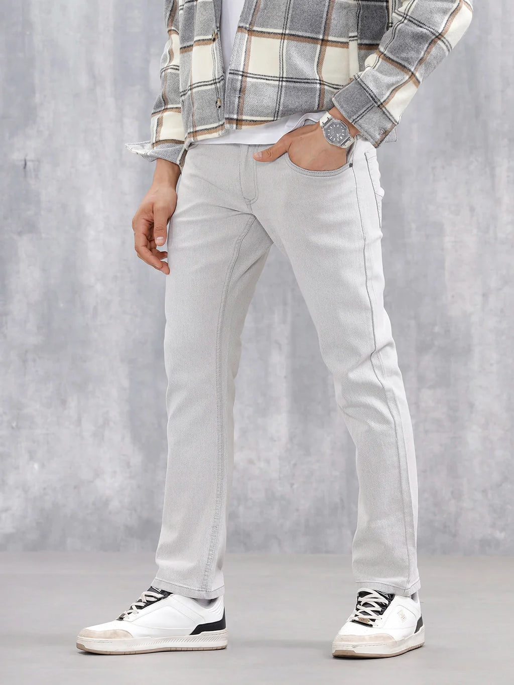 Classic Straight Fit Casual Jeans | Grey