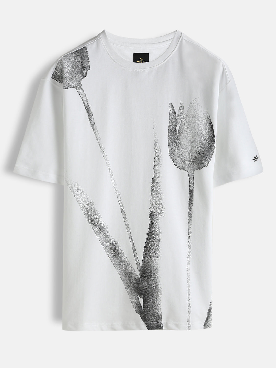 Heavy GSM Watercolour Floral Printed T-Shirt | White