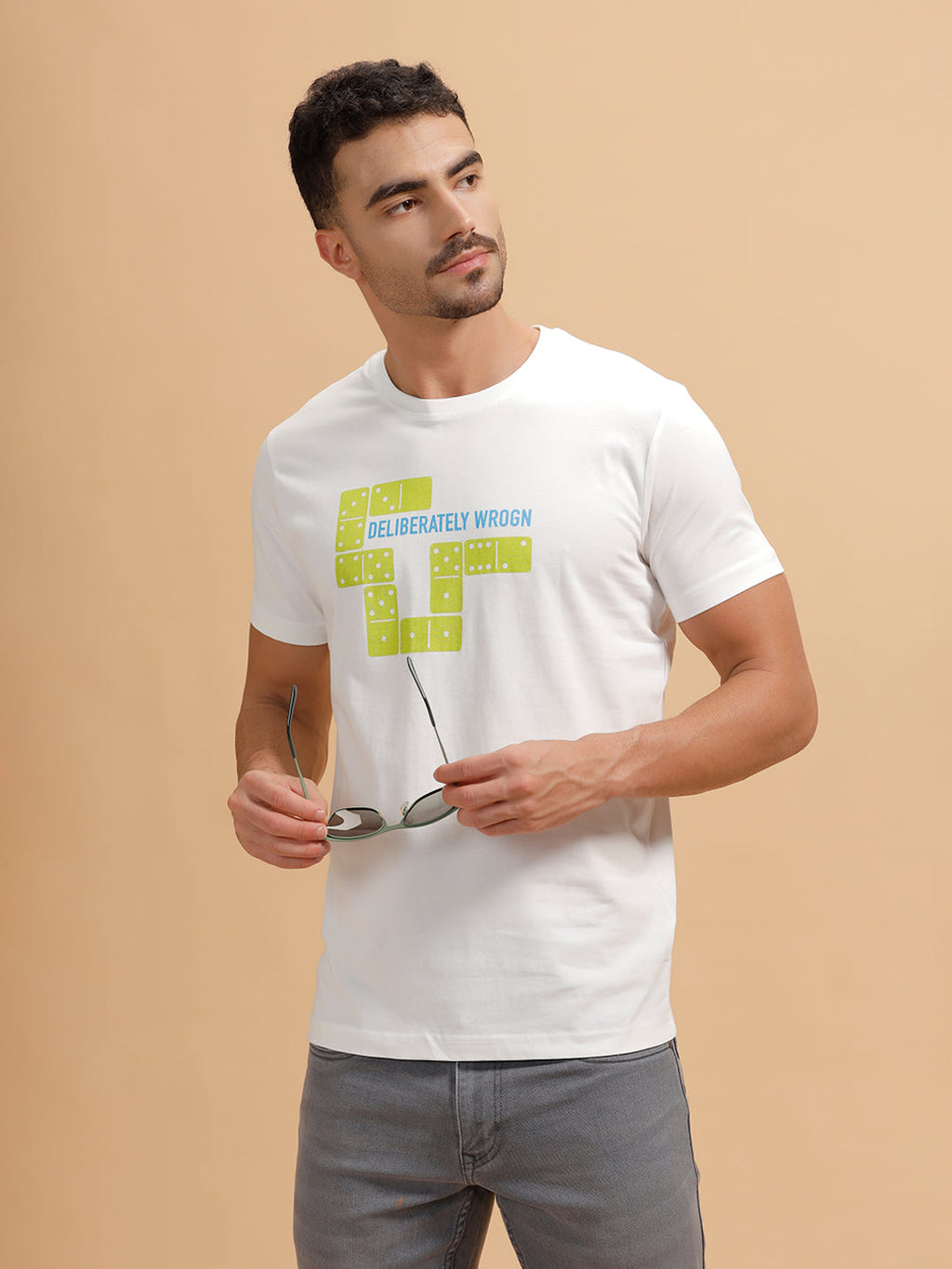 Placement Print Slim Fit T-Shirt | White