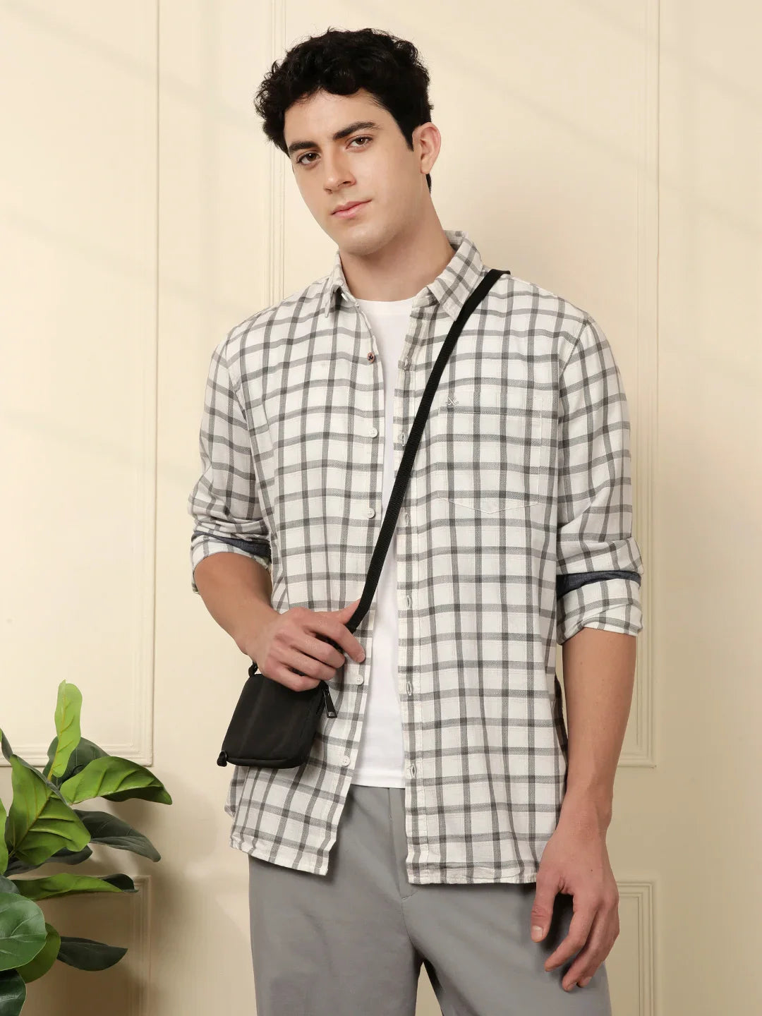Classic Grey Checkered Full Sleeve Shirt