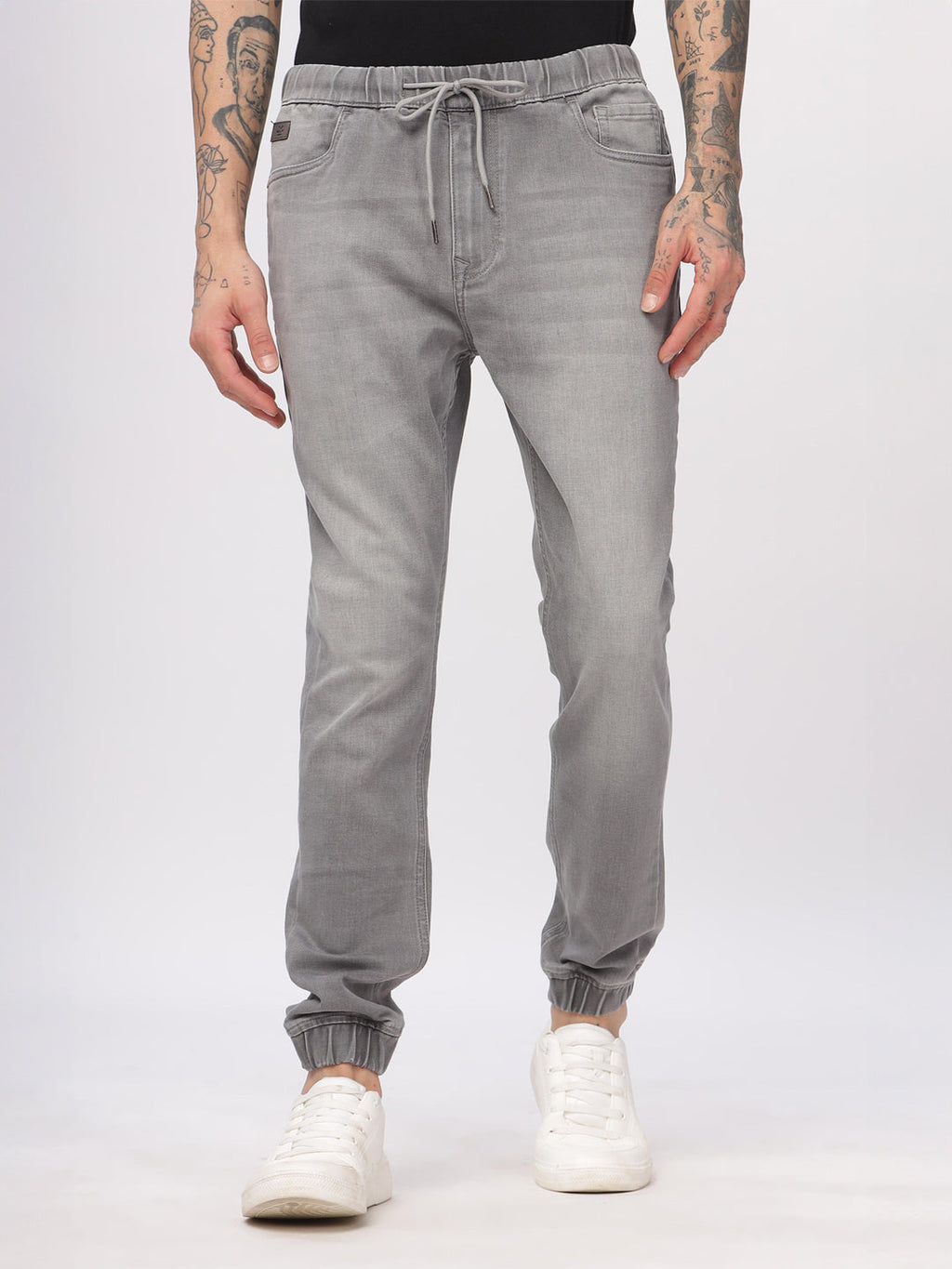 Grey Drawstring Denim Jogger