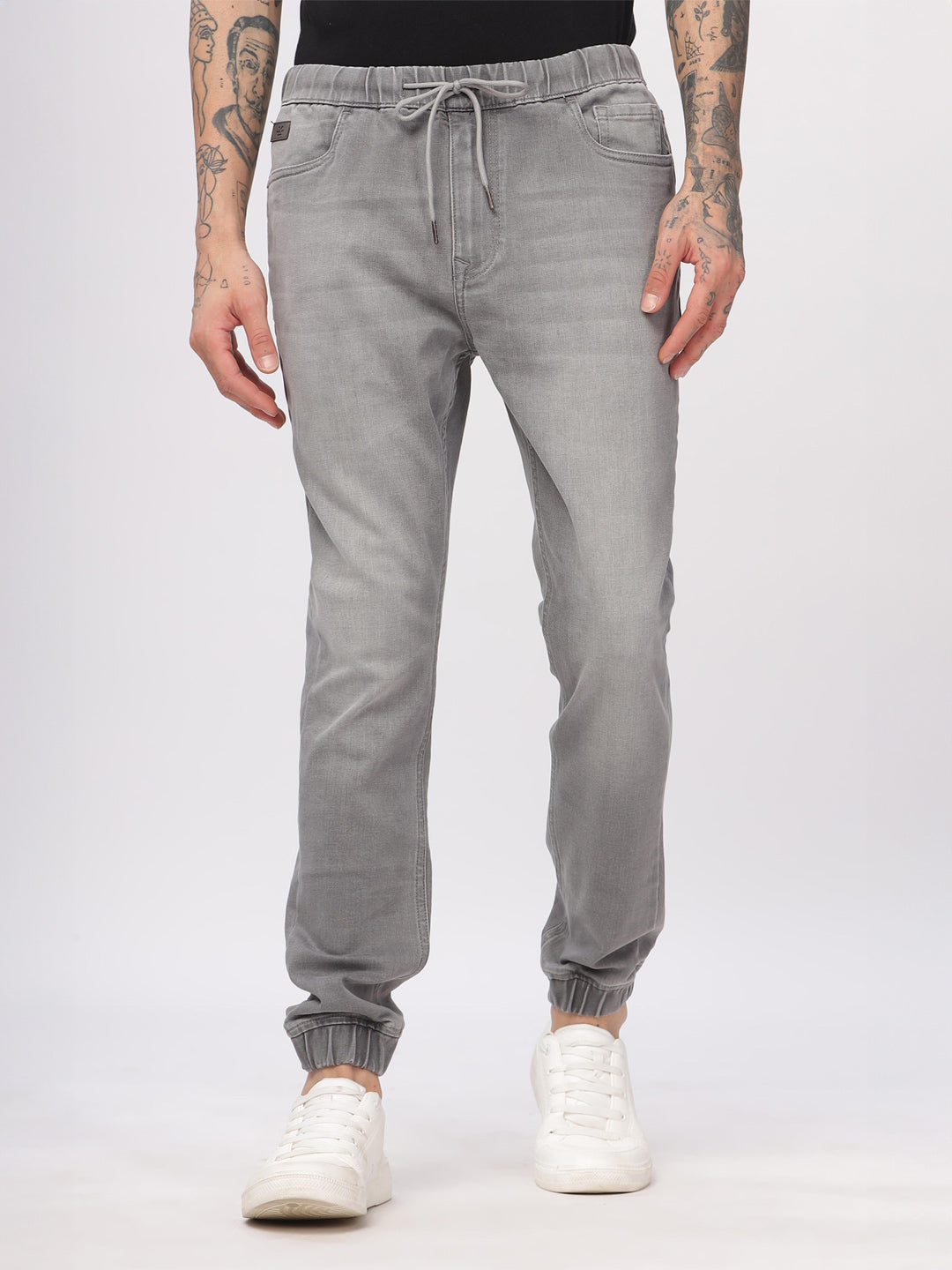 Grey Drawstring Denim Jogger