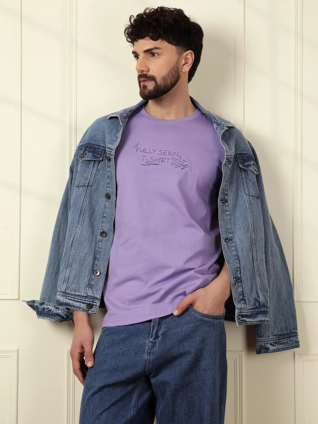 Embroidered Slim Fit T-Shirt | Lavender
