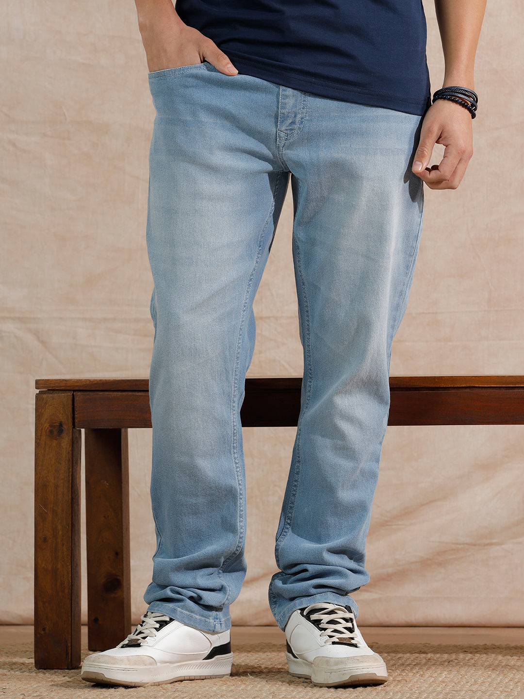 Casual Heavy Fade Slim Fit Jeans | Light Blue